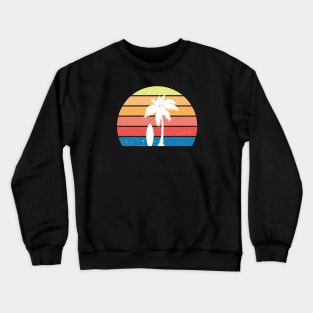 Retro sunset palmtree surfboard Crewneck Sweatshirt